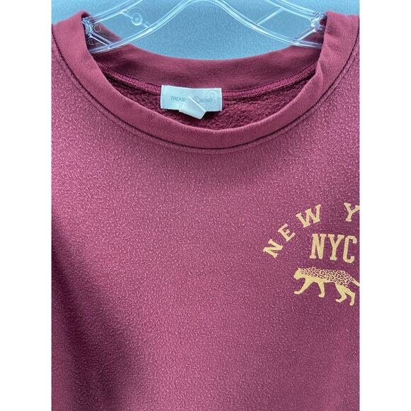 Treasure & Bond Sweatshirt Womens Sz 1X NYC Maroon Graphic Long Sleeve - Picture 8 of 11